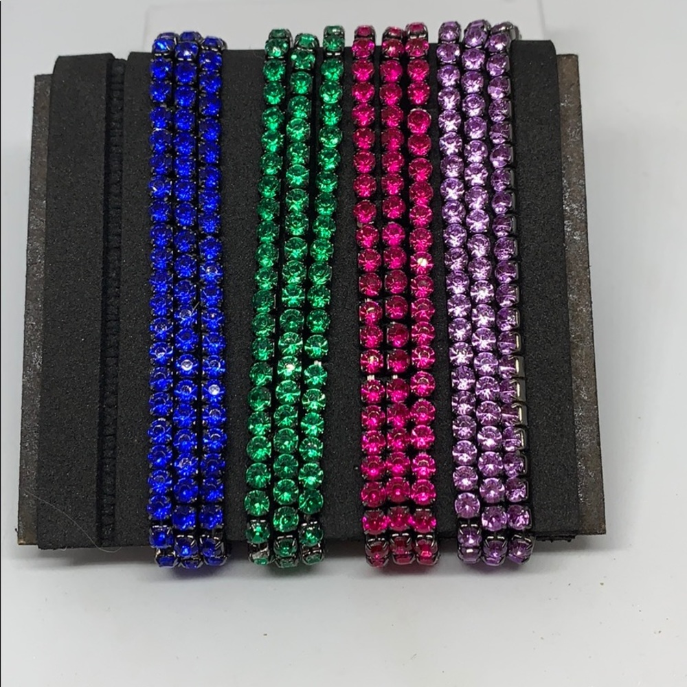 Colorful Rhinestone stretch bracelets set - Picture 2 of 3